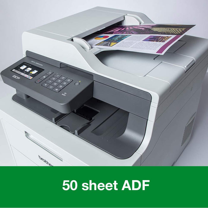 Best Value Brother DCP-L3550CDW Colour Laser Printer, Wireless and PC Connected, Print, Copy, Scan and 2 Sided Printing, A4