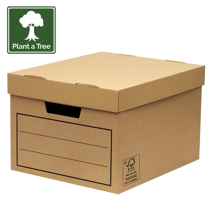 Best Value Bankers Box Corrugated Cardboard Storage Box/Archive Box for General Use (W x H x D) 32 x 25 x 39 cm (Pack of 10) - brown