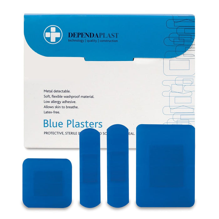 Best Value Reliance Medical Blue Dependaplast Plasters with Assorted Sizes for Ref 546 - Pack of 100