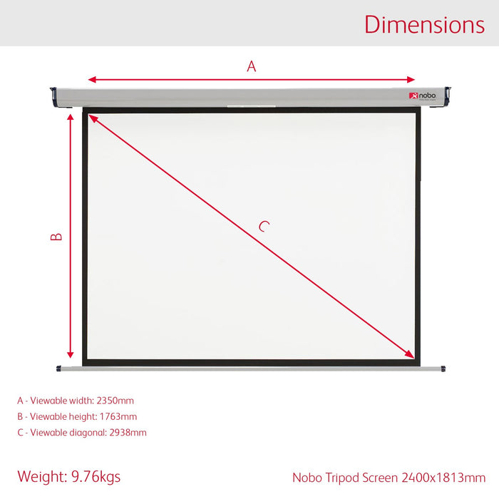 Nobo Wall Mounted Projection Screen 1902394 Format 4:3 234.5 x 176 cm