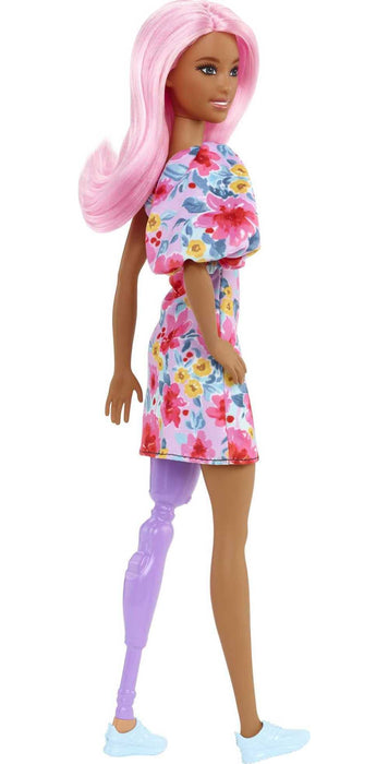 Barbie Fashionista - Off-Shoulder Floral Dress Prosthetic Leg Doll NR189 //HBV21-9633