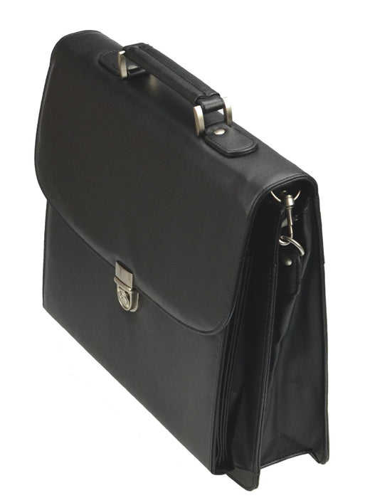 Best Value Alassio Forte Briefcase with Shoulder Strap 5 Document Sections Leather-look Black Ref 92011