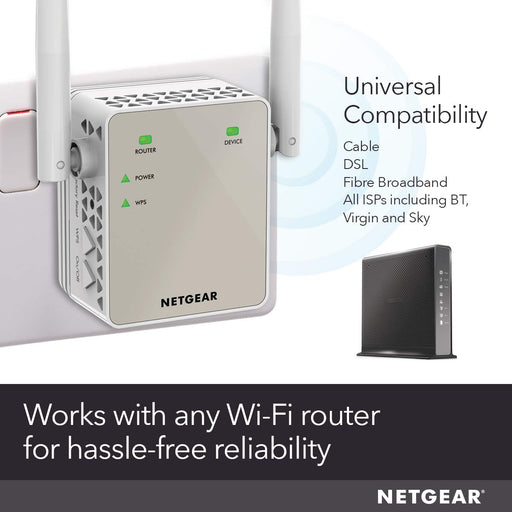 Best Value NETGEAR Wifi Range Extender EX6120 - Coverage up to 1200 sq.ft. and 20 devices with AC1200 Dual Band Wireless Signal Booster/Repeater (up to 1200 Mbps) and Compact Wall Plug Design with UK Plug