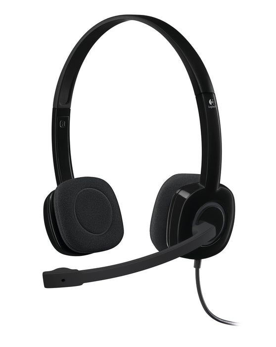 Best Value Logitech H151 Wired Headset, Stereo Headphones with Rotating Noise-Cancelling Microphone, 3.5 mm Audio Jack, In-Line Controls, PC/Mac/Laptop/Tablet/Smartphone - Black