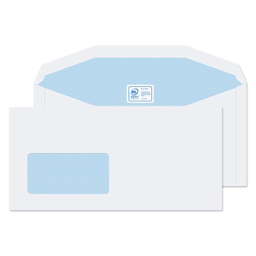 Best Value Blake Purely Everyday DL+ 114 x 235 mm 90 gsm Mailer Gummed Low Window Envelopes (3904) White - Pack of 1000