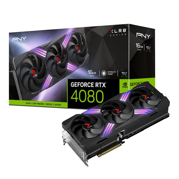 PNY XLR8 GeForce RTX 4080 16GB Gaming VERTO EPIC-X RGB Triple Fan - Graphics card - GeForce RTX 4080 - 16 GB GDDR6X - PCIe 4.0 x16 - HDMI, 3 x DisplayPort