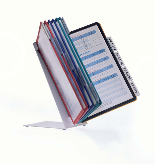 Best Value Durable 557000 Vario Desk Display Unit for A4 Size Documents, Complete with 10 Tabs and 10 Panels - Assorted Colours