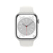 Apple Watch Series 8 (GPS + Cellular) - 45 mm - silver aluminium - smart watch with sport band - fluoroelastomer - white - band size: Regular - 32 GB - Wi-Fi, LTE, Bluetooth, UWB - 4G - 38.8 g