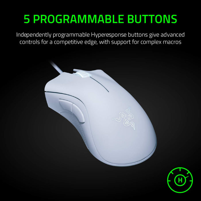 Razer DeathAdder Essential 2021 White Edition USB A Wired Optical 6400 DPI Gaming Mouse