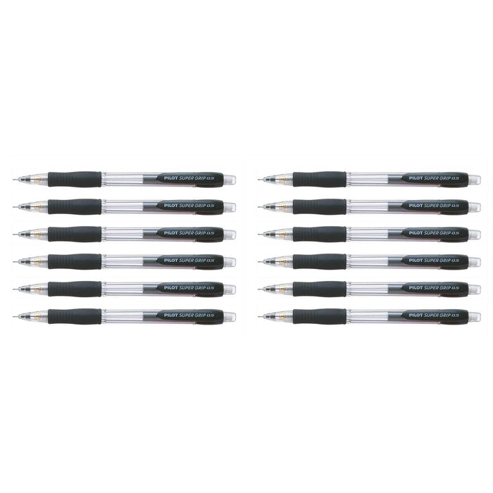 Pilot Super Grip Mechanical Pencil HB 0.5mm Lead Black/Transparent Barrel (Pack 12)