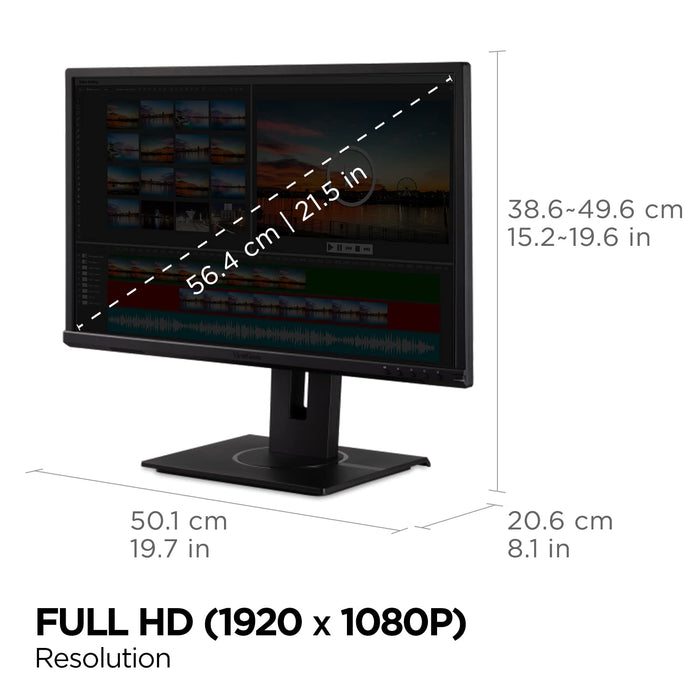 ViewSonic VG2240 - LED monitor - 22" (21.5" viewable) - 1920 x 1080 Full HD (1080p) @ 75 Hz - MVA - 250 cd/m² - 3000:1 - 5 ms - HDMI, VGA, DisplayPort - speakers