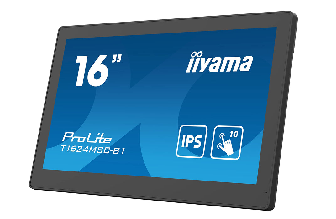 iiyama ProLite T1624MSC-B1 - LED monitor - 15.6" - touchscreen - 1920 x 1080 Full HD (1080p) - IPS - 450 cd/m² - 800:1 - 25 ms - HDMI - speakers - black, matte