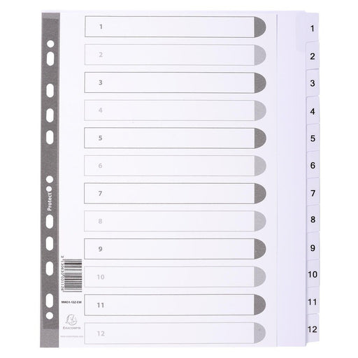 Best Value Exacompta Mylar Printed Indices, A4, 20 Parts (1-20) - White