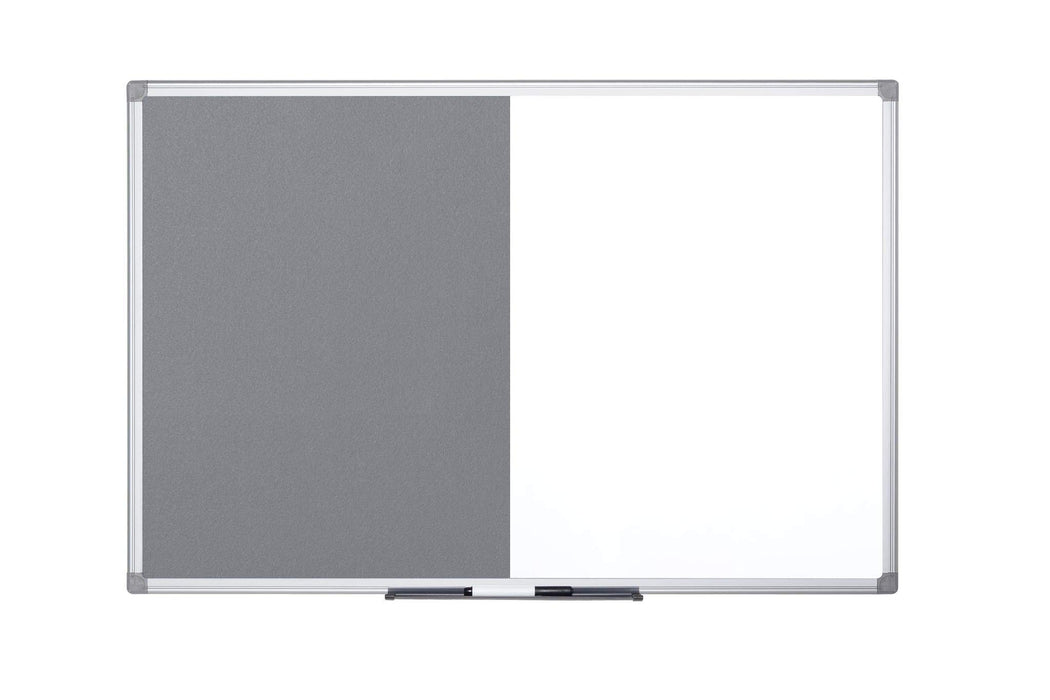 Best Value Bi-Office Combination Board Maya, Grey Felt/Magnetic, Aluminium Frame, 90 x 60 cm