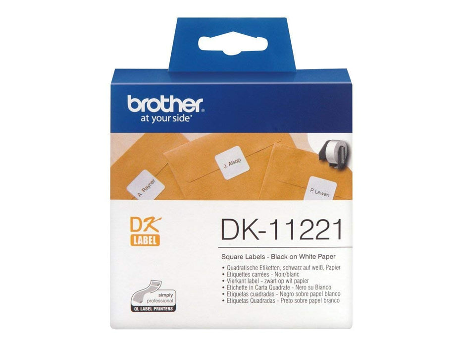 Best Value Brother DK-11221 Label Roll, Permanent Adhesive Square Labels, Black on White, 23 mm (W) x 23 mm (L), 1000 Label Roll, Brother Genuine Supplies