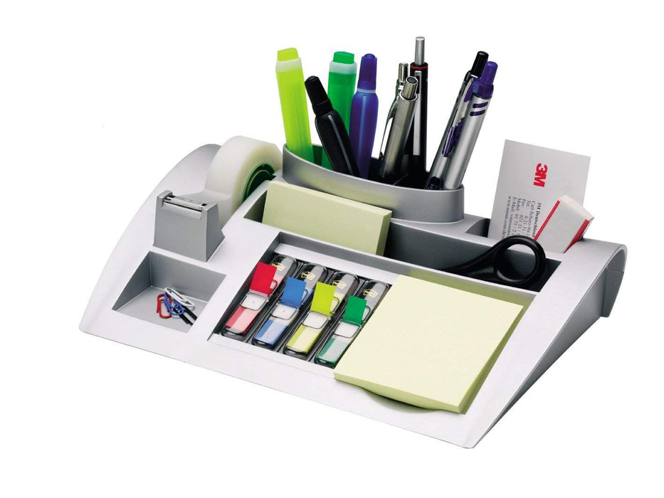 Best Value Post-it C50 Desk-Organiser for Improved Workflow with Notes Index Tabs and Scotch Tape, 1x Organiser pre-loaded with stationery and supplies