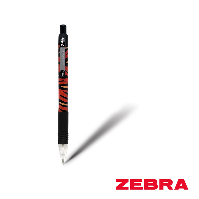 Zebra Z-Grip Animal Ballpoint Pen Tiger Print Medium Point Black (Pack 12) 16802