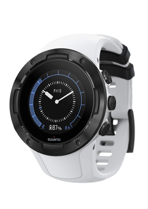 Suunto 5 - 46 mm - black - sport watch with strap - silicone - white - wrist size: 130-210 mm - Bluetooth - 66 g