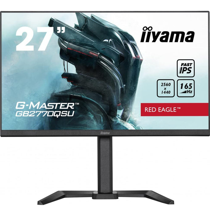 iiyama G-MASTER Red Eagle GB2770QSU-B5 - LED monitor - 27" - 2560 x 1440 WQHD @ 165 Hz - Fast IPS - 400 cd/m² - 1000:1 - HDR400 - 0.5 ms - HDMI, DisplayPort - speakers - matte black