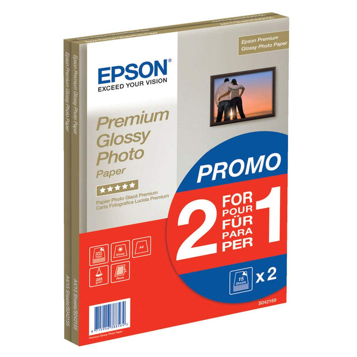 Best Value EPSON Premium glossy photo paper inkjet 255g/m2 (A4 paper 210  297 mm) 2x15 sheets 1-pack