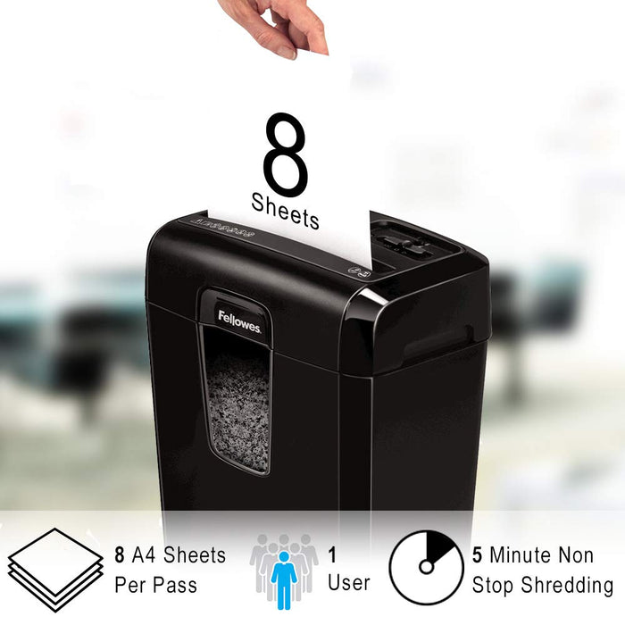 Best Value Fellowes Powershred 8Mc, 8 Sheet Micro-Cut Personal Paper Shredder with Safety Lock for Home Use