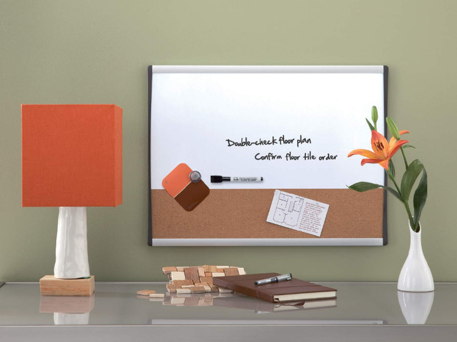 Best Value Rexel Magnetic Dry Wipe Personal Whiteboard / Cork Noticeboard, 585 x 430 mm, Arched Frame, Includes Marker, Magnets and Fitting Kit, White, 1903810