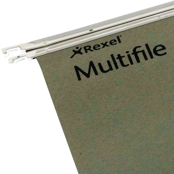 Best Value Rexel 78008 Multifile Foolscap Suspension File, 150 Sheet Capacity, 15 mm V-Base Manilla, Pack of 50, Green