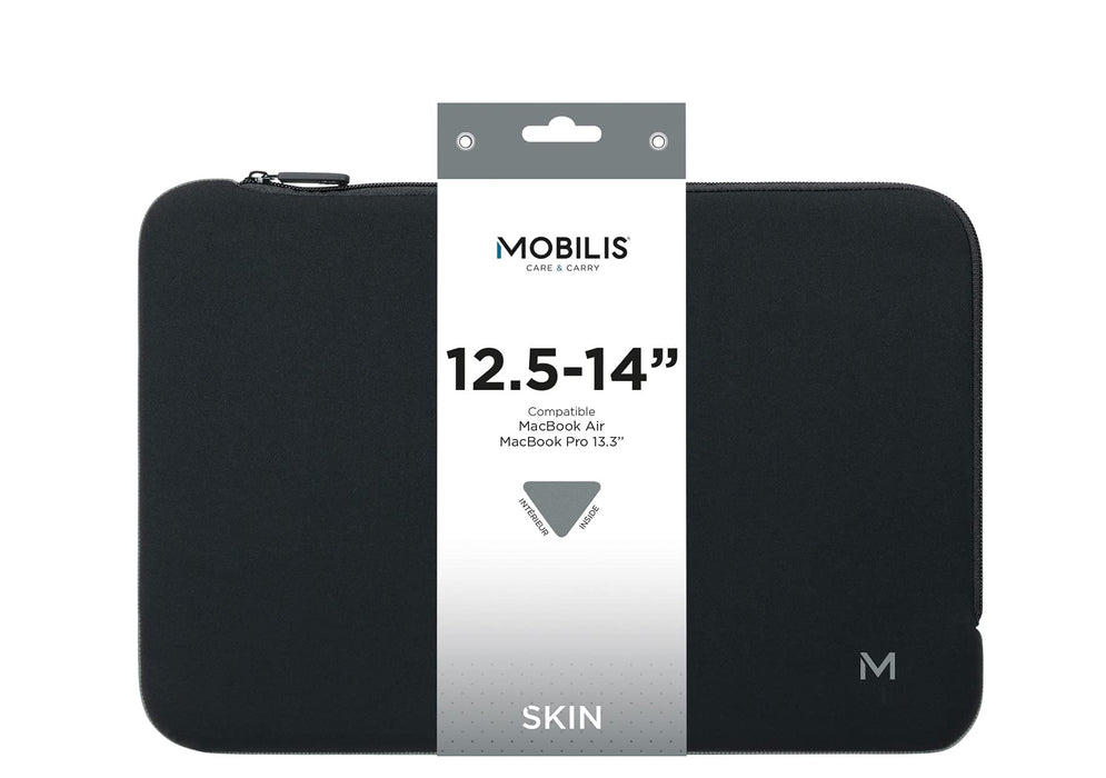 Mobilis 12.5 to 14 Inch Skin Sleeve Notebook Case Black and Grey