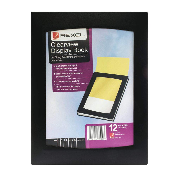 Best Value Rexel 210456 ClearView Display Book A4 Black (12 Pockets)