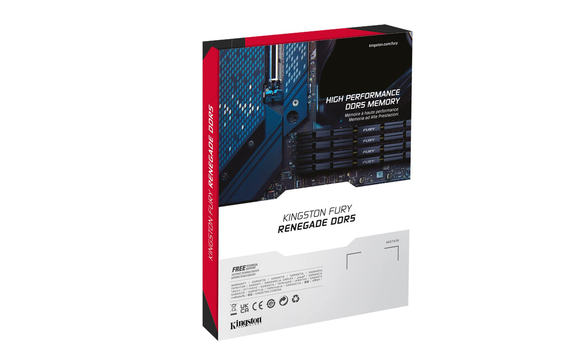 Kingston FURY Renegade - DDR5 - kit - 64 GB: 2 x 32 GB - DIMM 288-pin - 6000 MHz - CL32 - 1.35 V - unbuffered - on-die ECC - black/silver