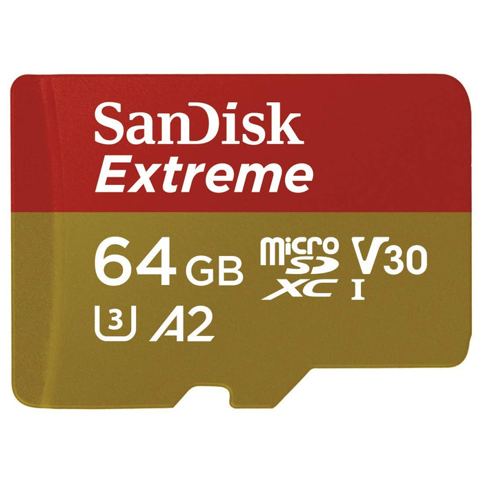 Best Value SanDisk Extreme 64 GB microSDXC Memory Card for Action Cameras and Drones with A2 App Performance up to 160 MB/s, Class 10, U3, V30