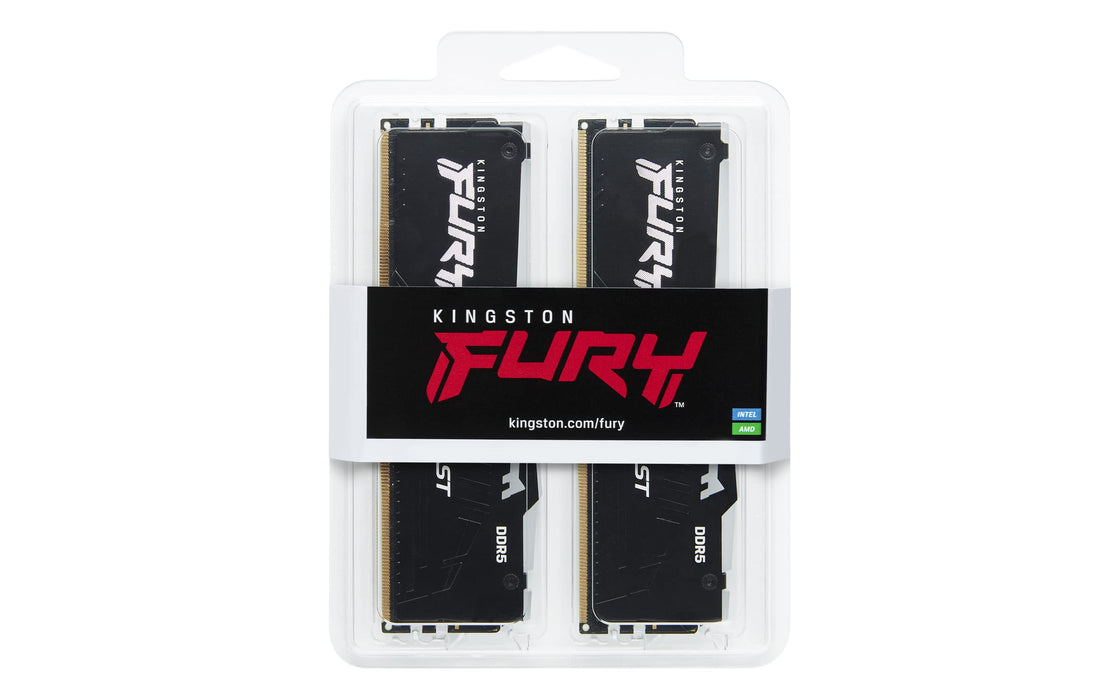 Kingston FURY Beast RGB - DDR5 - kit - 64 GB: 2 x 32 GB - DIMM 288-pin - 6000 MHz / PC5-48000 - CL40 - 1.35 V - unbuffered - on-die ECC - black