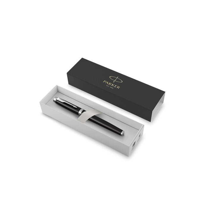 Best Value Parker IM Fountain Pen, Black Lacquer Chrome Trim, Medium Nib with Blue Ink Refill (1931651)