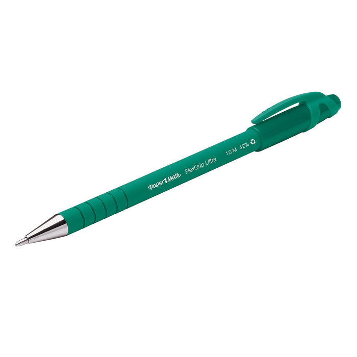 Best Value PaperMate Medium Point (1.0 mm) Flexgrip Ultra Retractable Ballpoint Pen, Green, Box of 12