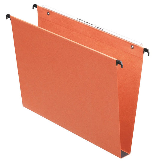 Best Value Esselte Kori Vertical Suspension File, Squared Base, Foolscap, Pack of 50 Connectable Files, Tabs Included, Orange, Orgarex Range, 10403