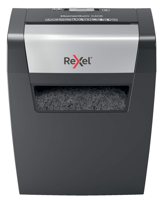 Best Value Rexel Momentum X406 Cross Cut Paper Shredder, Shreds 6 Sheets, 15 Litre Bin, Black, 2104569