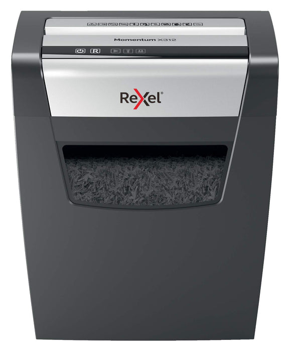 Best Value Rexel Momentum X312 Cross Cut Paper Shredder, Shreds 12 Sheets, 23 Litre Bin, Black, 2104572