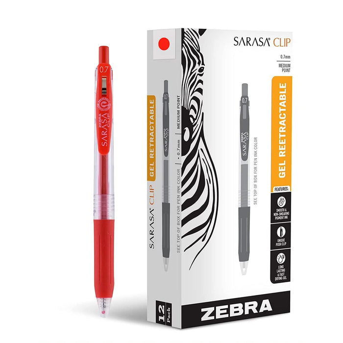 Zebra Sarasa Clip Eco Gel Pen Medium Point Red (Pack 12) 14323