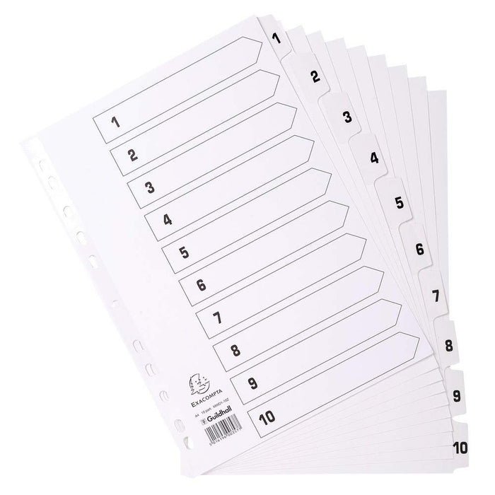 Best Value Exacompta Mylar Printed Indices, A4, 10 Parts (1-10) - White