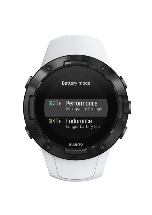 Suunto 5 - 46 mm - black - sport watch with strap - silicone - white - wrist size: 130-210 mm - Bluetooth - 66 g