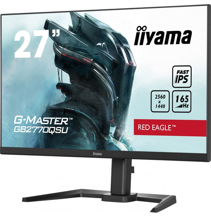 iiyama G-MASTER Red Eagle GB2770QSU-B5 - LED monitor - 27" - 2560 x 1440 WQHD @ 165 Hz - Fast IPS - 400 cd/m² - 1000:1 - HDR400 - 0.5 ms - HDMI, DisplayPort - speakers - matte black