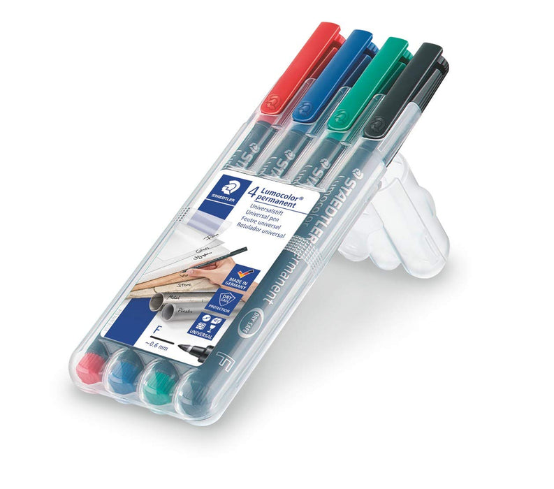 Best Value Staedtler 318 WP4 Lumocolor Universal Permanent Fine Pens - Assorted Colours