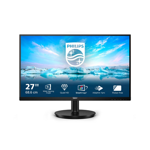 Philips V-line 275V8LA - LED monitor - 27" - 2560 x 1440 QHD - VA - 250 cd/m² - 4000:1 - 4 ms - HDMI, DisplayPort - speakers - textured black