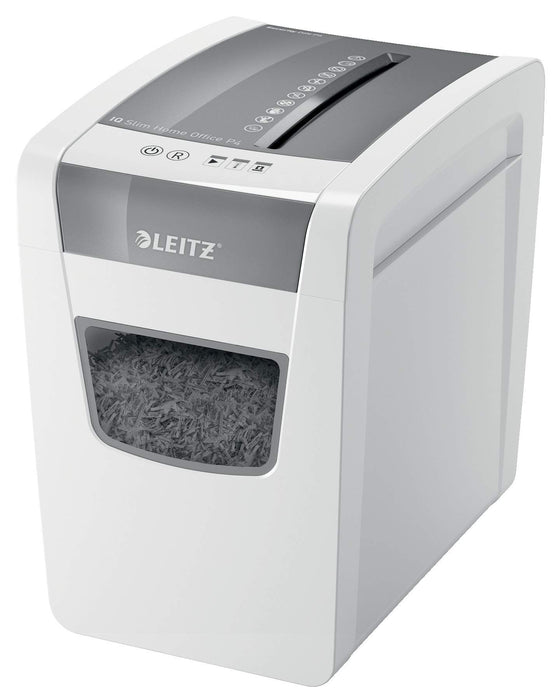 Best Value Leitz IQ Slim Home Office Cross Cut Paper Shredder, Shreds 10 Sheets, 23 Litre Bin, White, 80011000