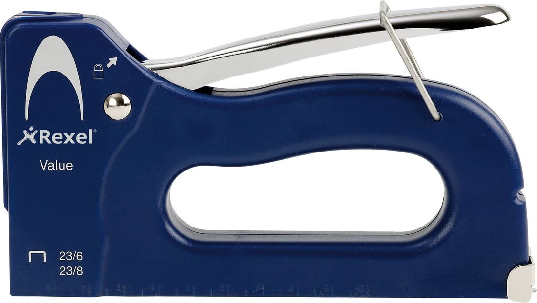 Rexel Value Staple Gun 2101210 Full Strip Blue 23/6, 23/8 Metal, Plastic