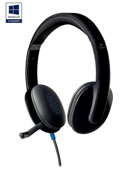 Best Value Logitech H540 Wired Headset, Stereo Headphone with Noise-Cancelling Microphone, USB, On-Ear Controls, Mute Indicator Light, PC/Mac/Laptop - Black