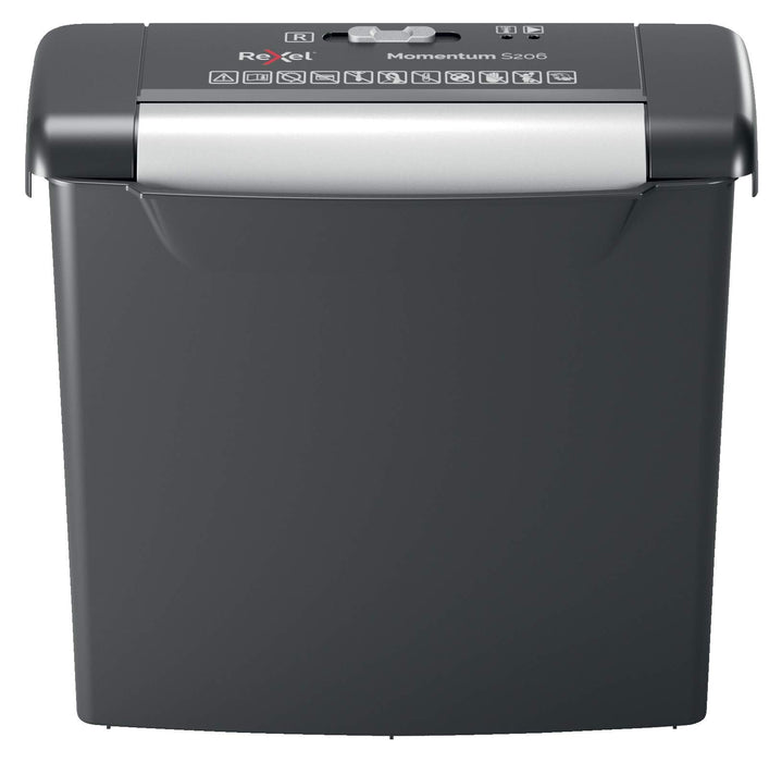 Best Value Rexel Momentum S206 Strip Cut Paper Shredder, Shreds 6 Sheets, 9 Litre Bin, Black, 2104568