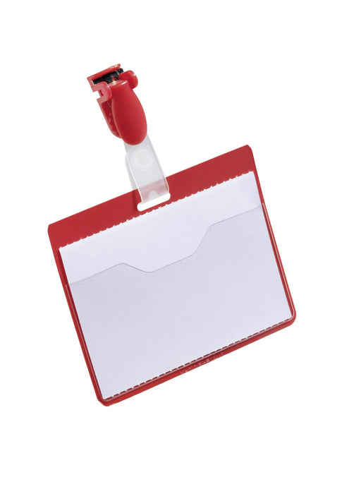 Best Value Durable 60 x 90 mm Name Badge with Clip - Red (Pack of 25)