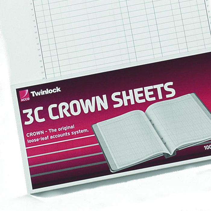 Best Value Rexel Twinlock Crown 3C Refill Sheets Double Ledger (Pack of 100 Sheets)