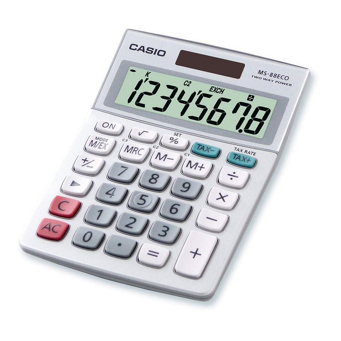 Casio Desktop Calculator MS-88ECO 8 Digit Display Grey